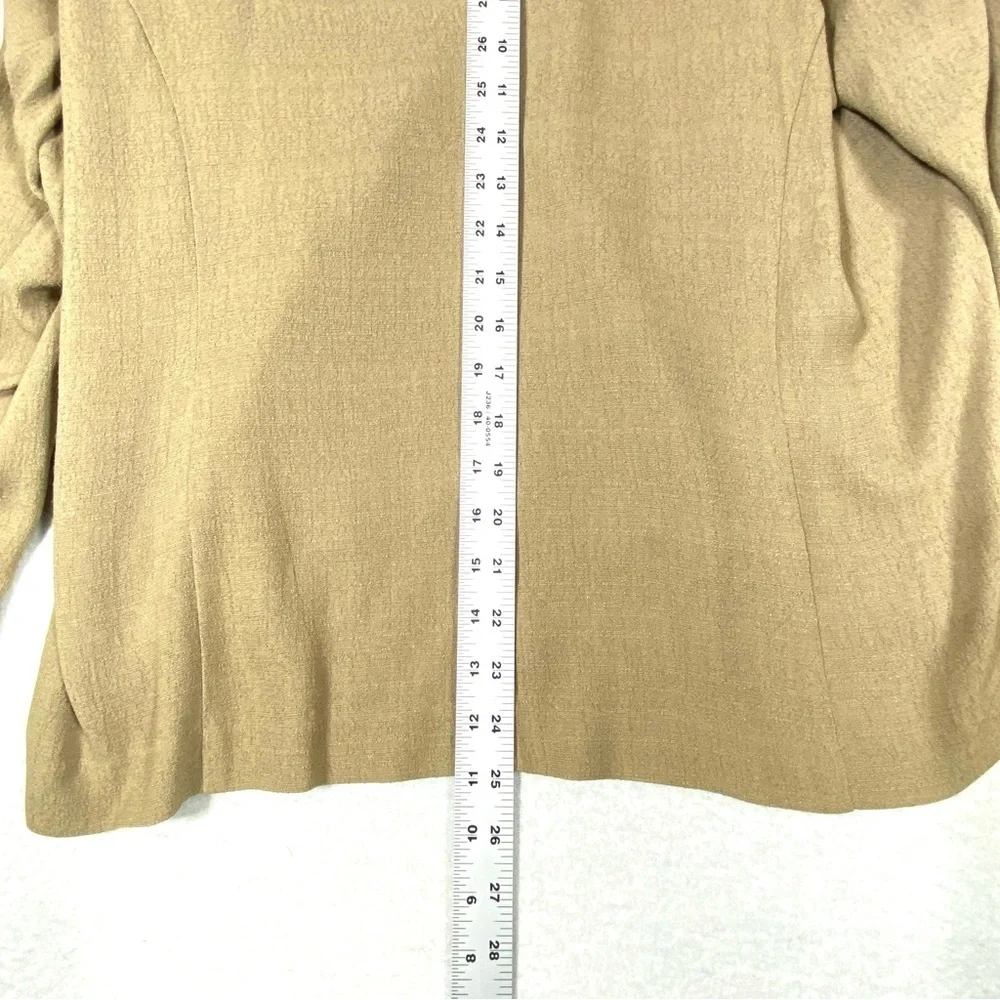 VINTAGE Studio I Single Button Blazer Women's 20W Tan Collarless Business USA